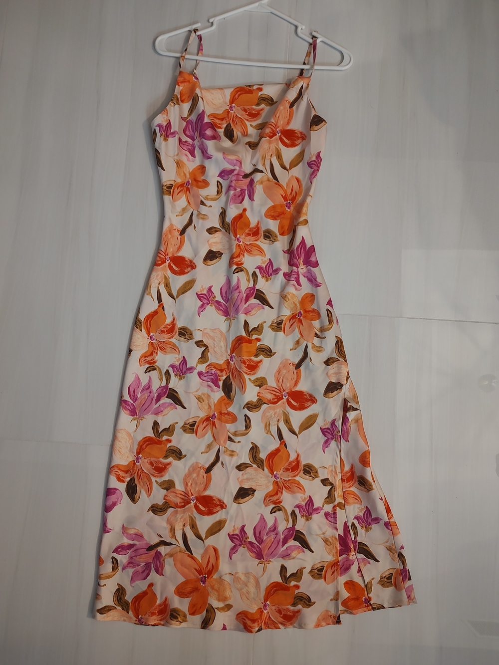 Inspired Hearts Orange & Pink Floral Maxi Slip Dress